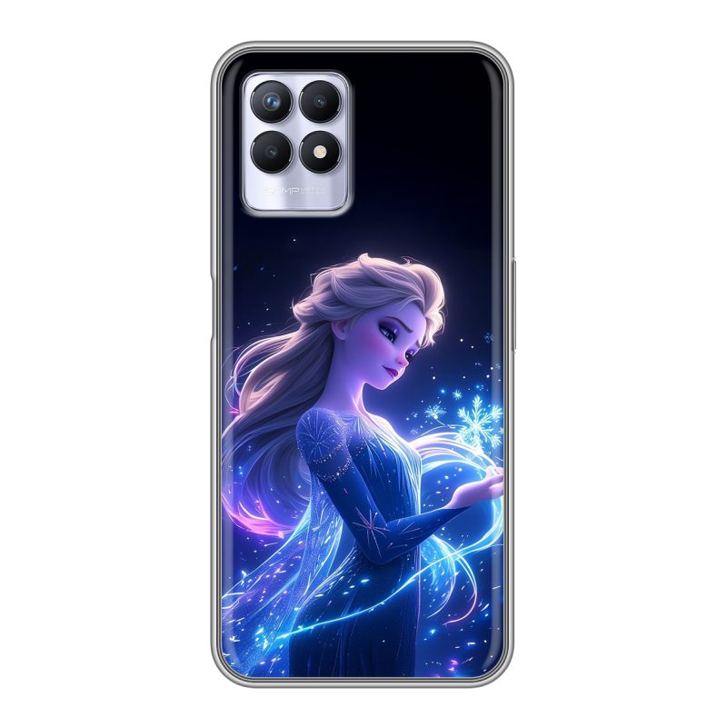 Силиконовый противоударный чехол на Realme 8i с принтом Холодное сердце Frozen Силиконовый противоударный чехол на Realme 8i с принтом Холодное сердце Frozen