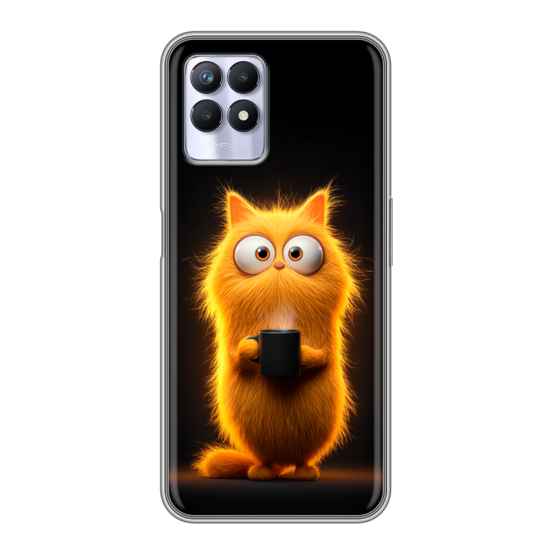 Силиконовый противоударный чехол на Realme 8i с принтом Смешной кот Силиконовый противоударный чехол на Realme 8i с принтом Смешной кот