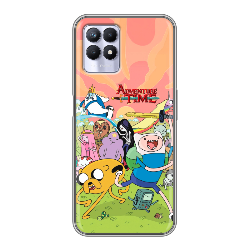 Силиконовый противоударный чехол на Realme 8i с принтом Adventure time Время приключений Силиконовый противоударный чехол на Realme 8i с принтом Adventure time Время приключений