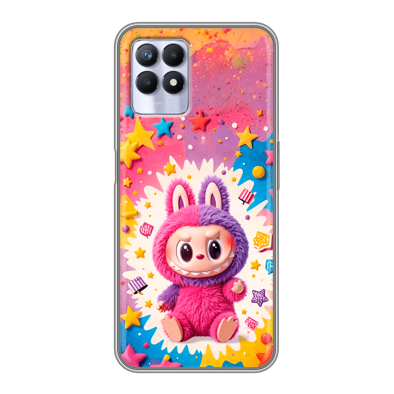 Силиконовый противоударный чехол на Realme 8i с принтом Labubu Лабубу Силиконовый противоударный чехол на Realme 8i с принтом Labubu Лабубу