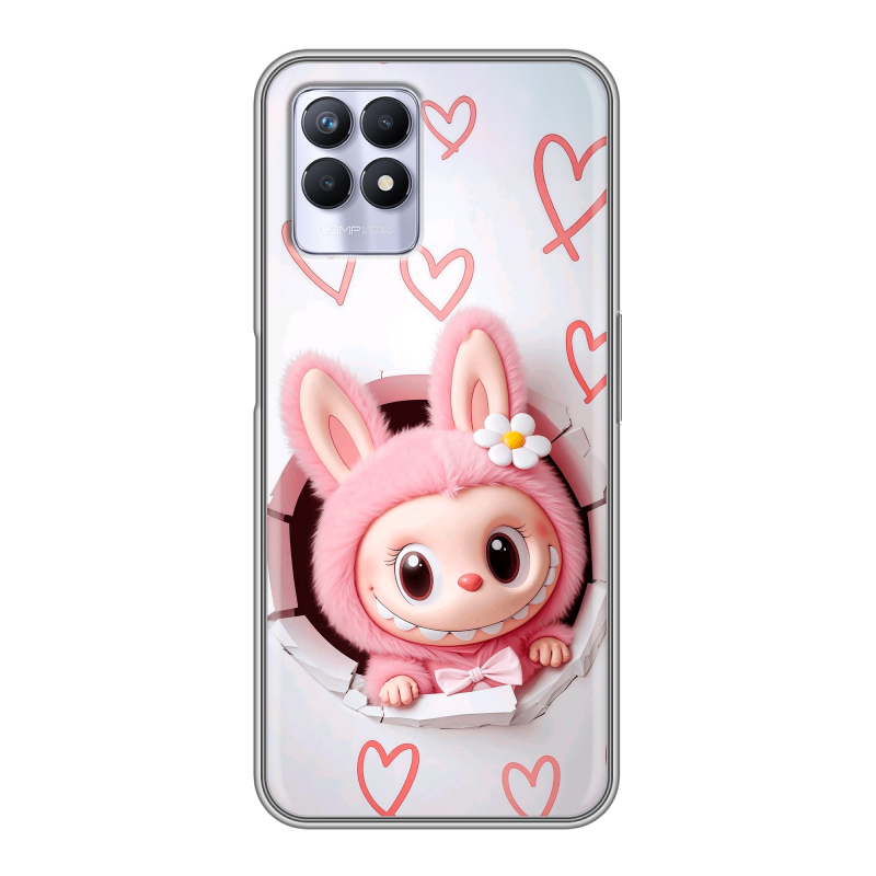 Силиконовый чехол на Realme 8i с принтом Labubu Лабубу Силиконовый чехол на Realme 8i с принтом Labubu Лабубу