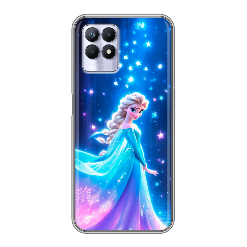 Силиконовый противоударный чехол на Realme 8i с принтом Холодное сердце Frozen Силиконовый противоударный чехол на Realme 8i с принтом Холодное сердце Frozen