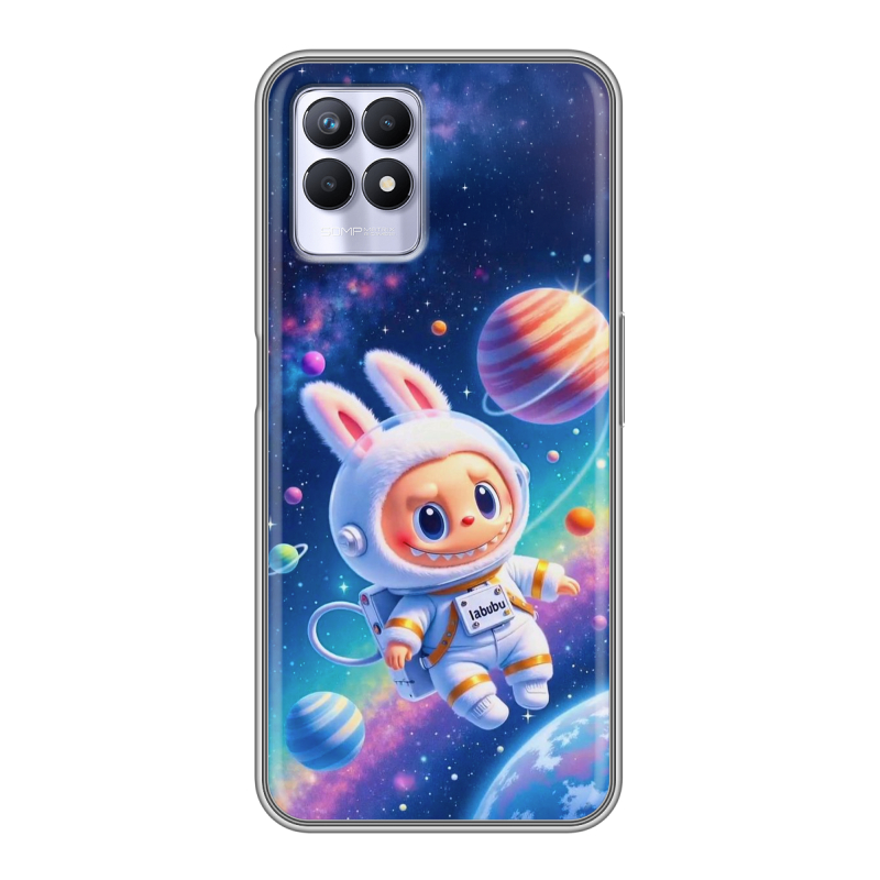 Силиконовый противоударный чехол на Realme 8i с принтом Labubu Лабубу Силиконовый противоударный чехол на Realme 8i с принтом Labubu Лабубу