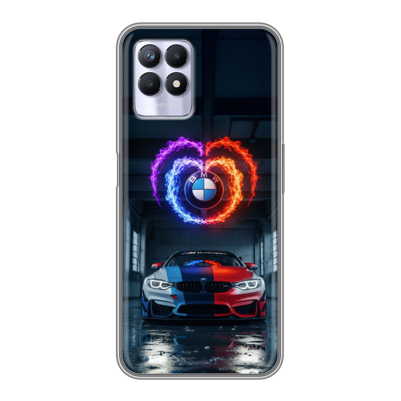 Силиконовый противоударный чехол на Realme 8i с принтом BMW БМВ Силиконовый противоударный чехол на Realme 8i с принтом BMW БМВ