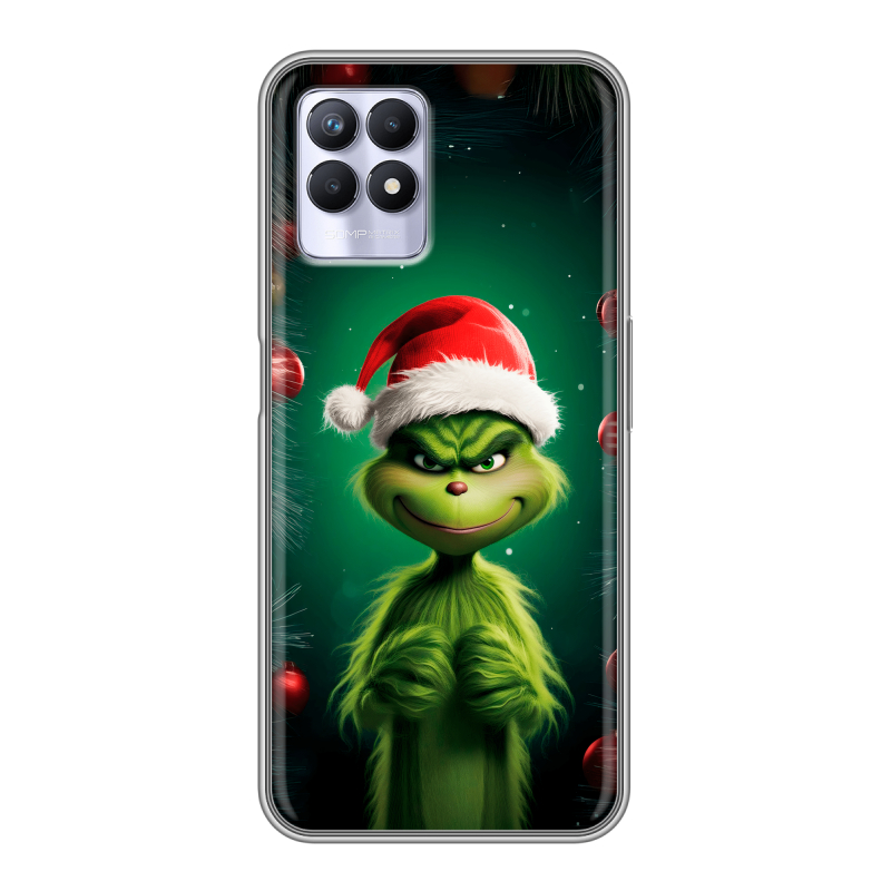 Силиконовый чехол на Realme 8i с принтом Гринч Новый год Рождество Силиконовый чехол на Realme 8i с принтом Гринч Новый год Рождество