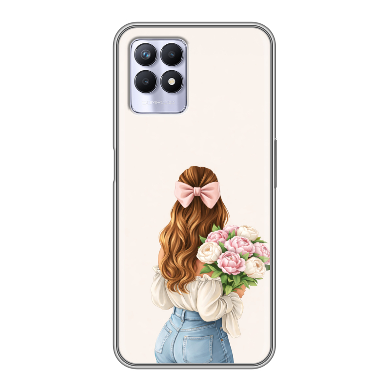 Силиконовый противоударный чехол на Realme 8i с принтом женский Силиконовый противоударный чехол на Realme 8i с принтом женский