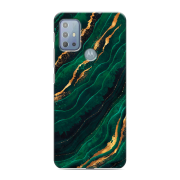 Силиконовый чехол на Motorola Moto G20 с принтом Мрамор зеленое золото