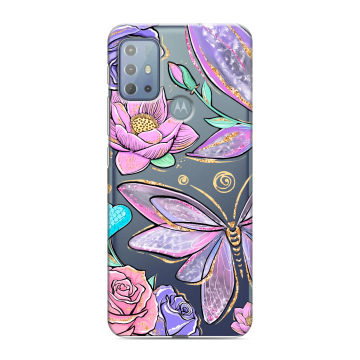 Силиконовый чехол на Motorola Moto G20 с принтом Бабочки и цветы