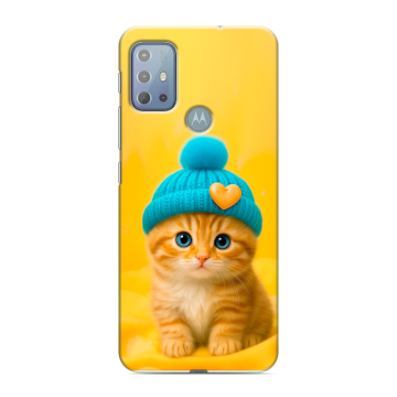 Силиконовый чехол на Motorola Moto G20 с принтом Котенок в шапке