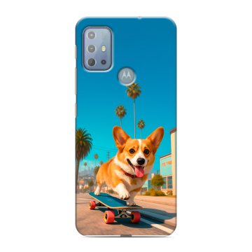 Силиконовый чехол на Motorola Moto G20 с принтом Корги на скейте