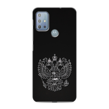 Силиконовый чехол на Motorola Moto G20 с принтом Герб России
