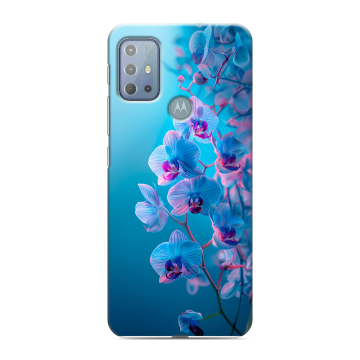 Силиконовый чехол на Motorola Moto G20 с принтом голубые орхидеи