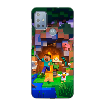 Силиконовый чехол на Motorola Moto G20 с принтом Майнкрафт Minecraft