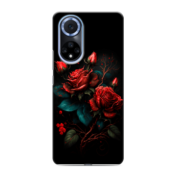 Силиконовый чехол на Huawei Nova 9 с принтом Розы красные Силиконовый чехол на Huawei Nova 9 с принтом Розы красные