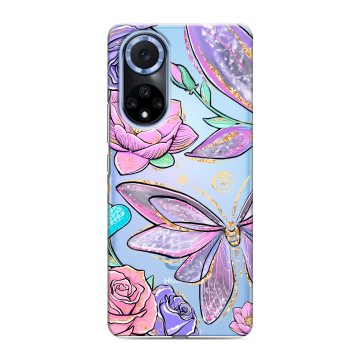 Силиконовый чехол на Huawei Nova 9 с принтом Бабочки и цветы