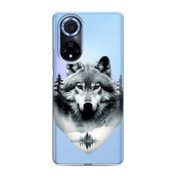 Силиконовый чехол на Huawei Nova 9 с принтом Волк в лесу