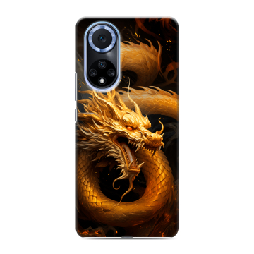 Силиконовый чехол на Huawei Nova 9 с принтом Золотой дракон
