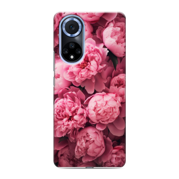 Силиконовый чехол на Huawei Nova 9 с принтом цветы пионы
