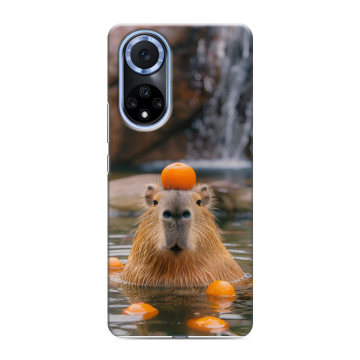 Силиконовый чехол на Huawei Nova 9 с принтом Капибара с апельсином