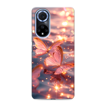Силиконовый чехол на Huawei Nova 9 с принтом бабочки розовые Силиконовый чехол на Huawei Nova 9 с принтом бабочки розовые