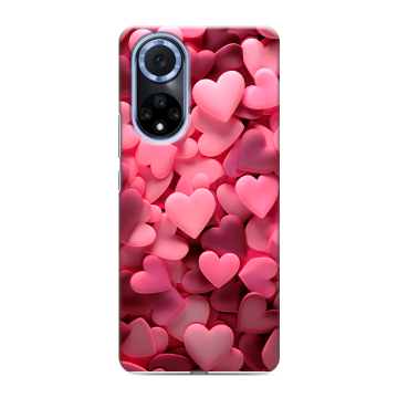Силиконовый чехол на Huawei Nova 9 с принтом розовые сердечки