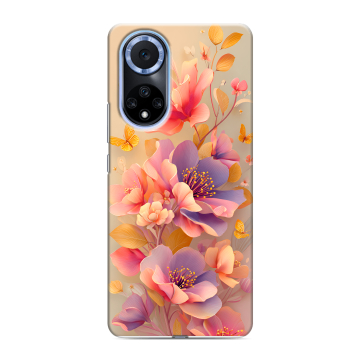 Силиконовый чехол на Huawei Nova 9 с принтом Цветы и бабочки Силиконовый чехол на Huawei Nova 9 с принтом Цветы и бабочки