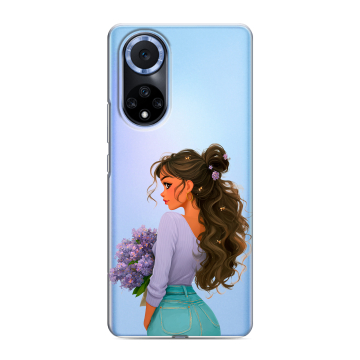 Силиконовый чехол на Huawei Nova 9 с принтом девушка цветы Силиконовый чехол на Huawei Nova 9 с принтом девушка цветы