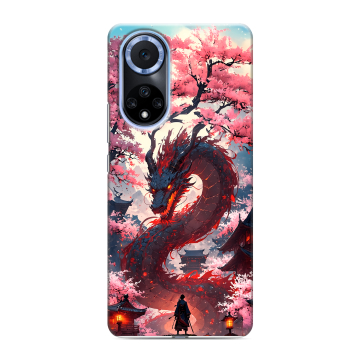 Силиконовый чехол на Huawei Nova 9 с принтом Дракон Японский
