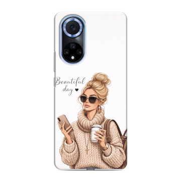 Силиконовый чехол на Huawei Nova 9 с принтом женский