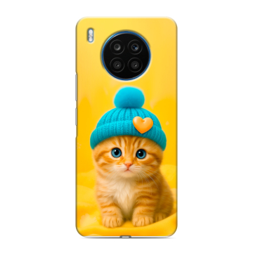 Силиконовый чехол на Huawei Honor 50 Lite с принтом Котенок в шапке