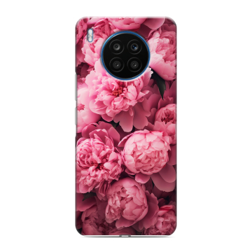Силиконовый чехол на Huawei Honor 50 Lite с принтом цветы пионы