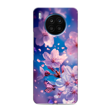 Силиконовый чехол на Huawei Honor 50 Lite с принтом цветы бабочки