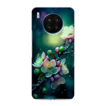 Силиконовый чехол на Huawei Honor 50 Lite с принтом Цветы и мрамор