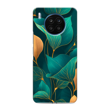 Силиконовый чехол на Huawei Honor 50 Lite с принтом Листья и золото