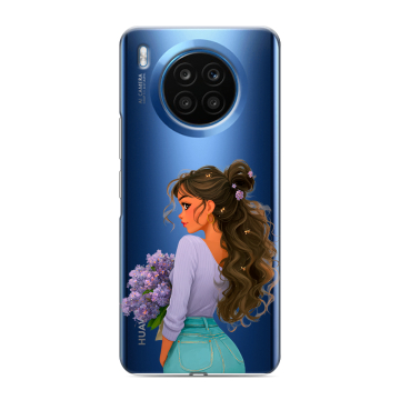 Силиконовый чехол на Huawei Honor 50 Lite с принтом девушка цветы