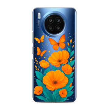 Силиконовый чехол на Huawei Honor 50 Lite с принтом цветы бабочки