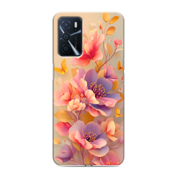 Силиконовый чехол на OPPO A16 с принтом Цветы и бабочки Силиконовый чехол на OPPO A16 с принтом Цветы и бабочки