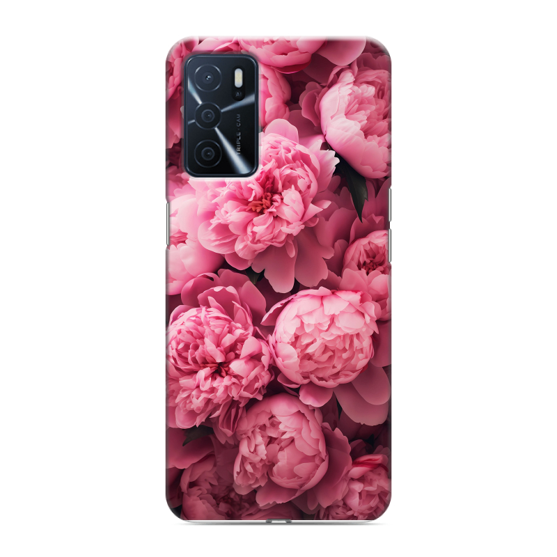 Силиконовый противоударный чехол на OPPO A16 с принтом цветы пионы Силиконовый противоударный чехол на OPPO A16 с принтом цветы пионы
