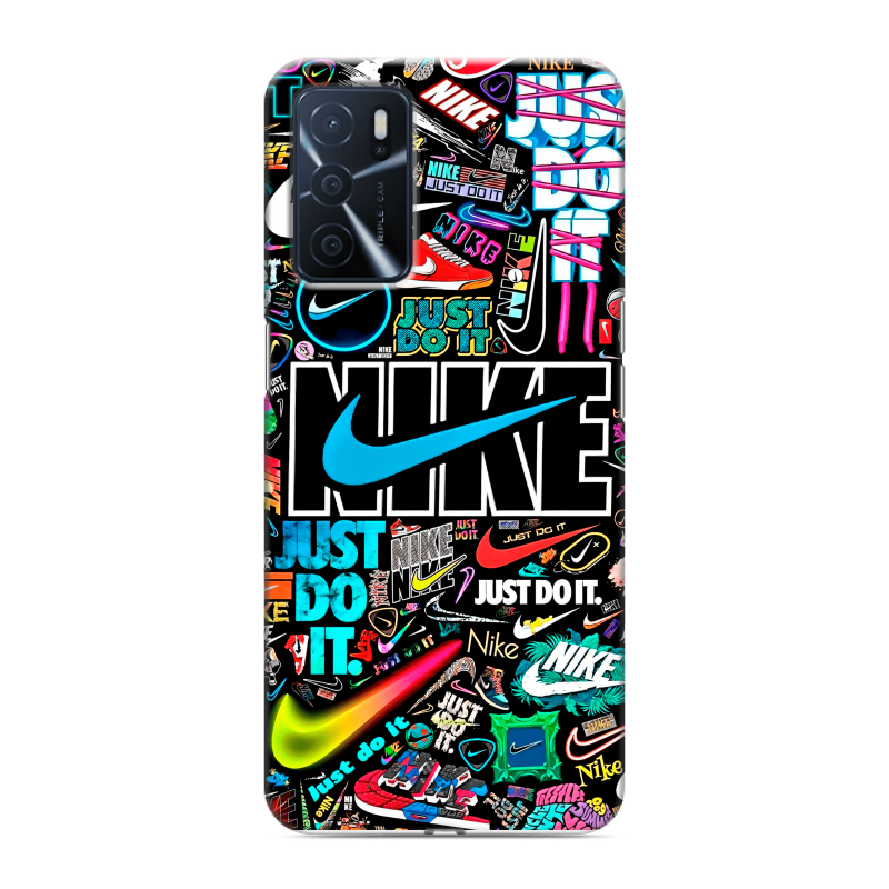 Силиконовый чехол на OPPO A16 с принтом найк nike черный Силиконовый чехол на OPPO A16 с принтом найк nike черный