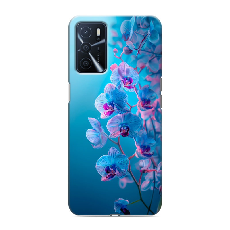 Силиконовый чехол на OPPO A16 с принтом голубые орхидеи Силиконовый чехол на OPPO A16 с принтом голубые орхидеи