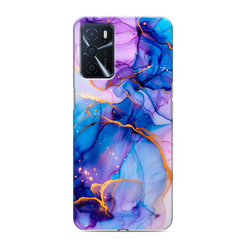 Силиконовый чехол на OPPO A16 с принтом синий мрамор Силиконовый чехол на OPPO A16 с принтом синий мрамор