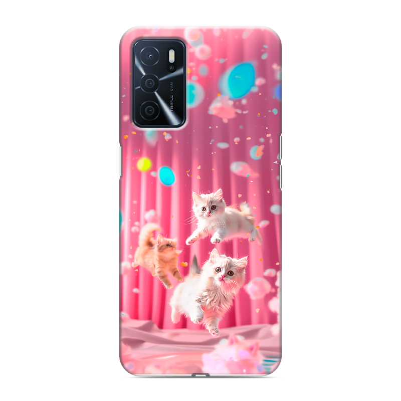 Силиконовый противоударный чехол на OPPO A16 с принтом милые котики Силиконовый противоударный чехол на OPPO A16 с принтом милые котики