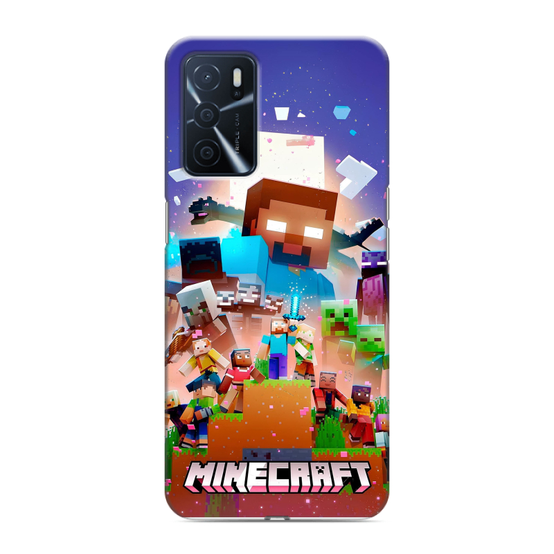 Силиконовый противоударный чехол на OPPO A16 с принтом Майнкрафт Minecraft Силиконовый противоударный чехол на OPPO A16 с принтом Майнкрафт Minecraft
