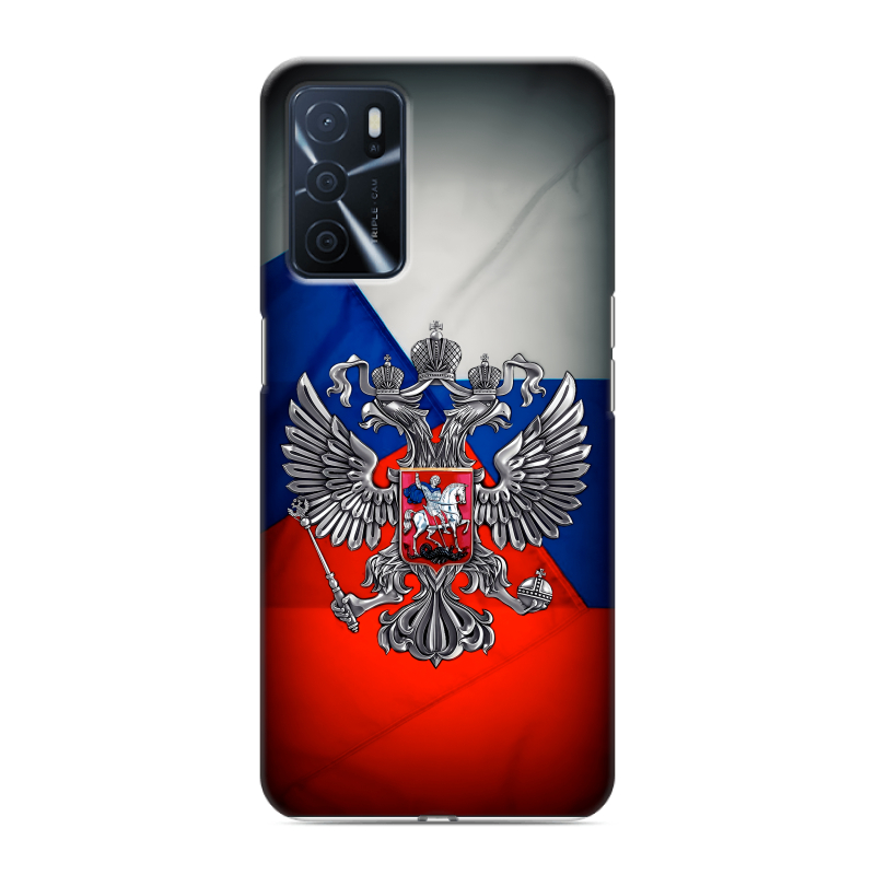 Силиконовый противоударный чехол на OPPO A16 с принтом Флаг России Силиконовый противоударный чехол на OPPO A16 с принтом Флаг России