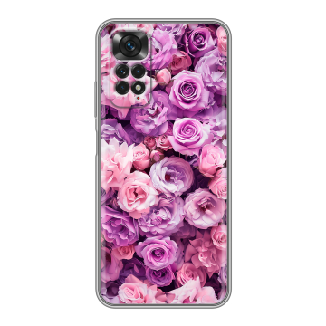 Силиконовый чехол на Xiaomi Redmi Note 11 с принтом лавандовые розы Силиконовый чехол на Xiaomi Redmi Note 11 с принтом лавандовые розы