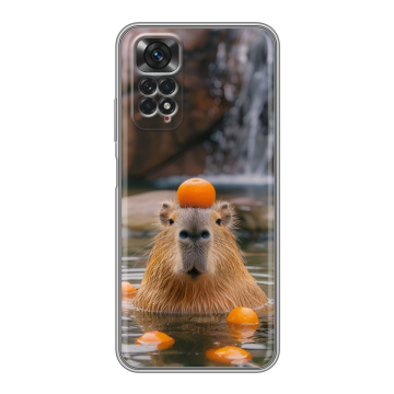 Силиконовый чехол на Xiaomi Redmi Note 11 с принтом Капибара с апельсином