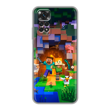 Силиконовый чехол на Xiaomi Redmi Note 11 с принтом Майнкрафт Minecraft