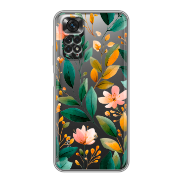 Силиконовый чехол на Xiaomi Redmi Note 11 с принтом Цветы паттерн Силиконовый чехол на Xiaomi Redmi Note 11 с принтом Цветы паттерн