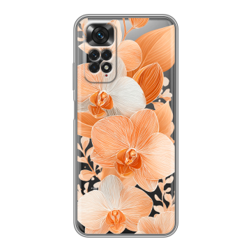 Силиконовый чехол на Xiaomi Redmi Note 11 с принтом Бежевые цветы Силиконовый чехол на Xiaomi Redmi Note 11 с принтом Бежевые цветы