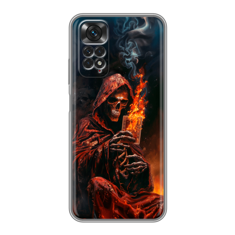 Силиконовый чехол на Xiaomi Redmi Note 11 с принтом Скелет и карты Силиконовый чехол на Xiaomi Redmi Note 11 с принтом Скелет и карты